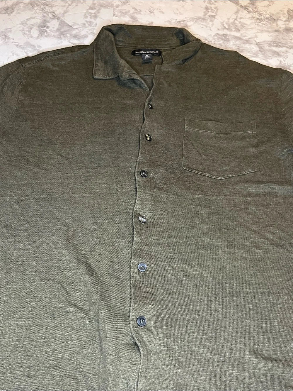 Banana Republic Men's Olive linen Green & Light Blue Casual Button-Down Shirts